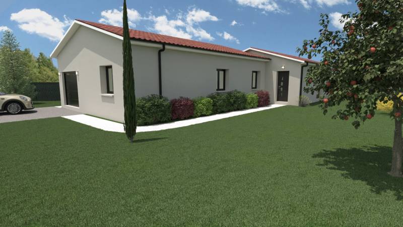 Faire construire une maison individuelle de plain-pied de 104 m² avec 4 chambres, normes RE2020, à saint Victor sur Rhins.  